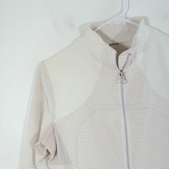 Lululemon Forme Jacket Dune Tan White Gingham Luon Zip Fitted Jacket 6 W4A92S - Picture 6 of 16